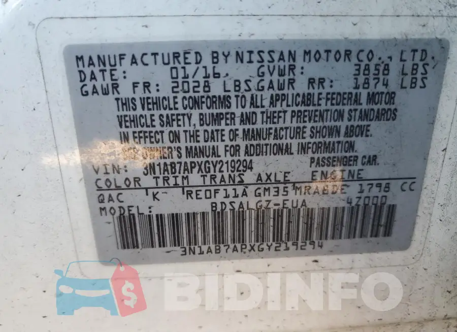 3N1AB7APXGY219294 Photo# 12