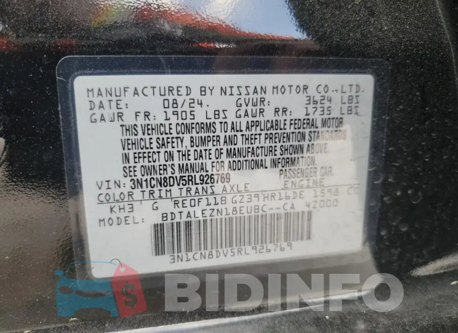 3N1CN8DV5RL926769 Photo# 12