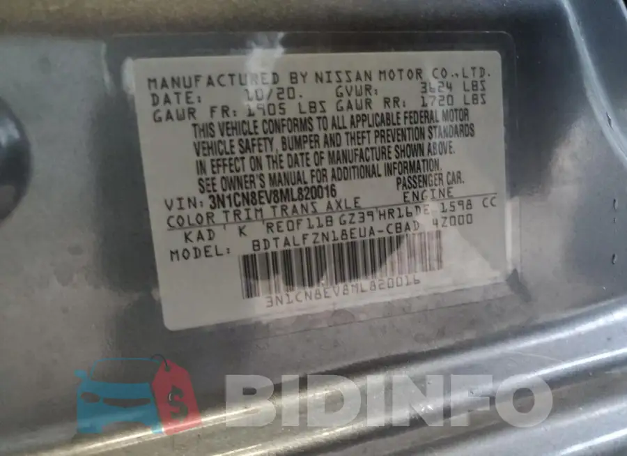3N1CN8EV8ML820016 Photo# 12