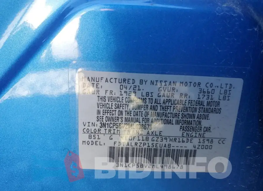 3N1CP5BV2ML498678 Photo# 12
