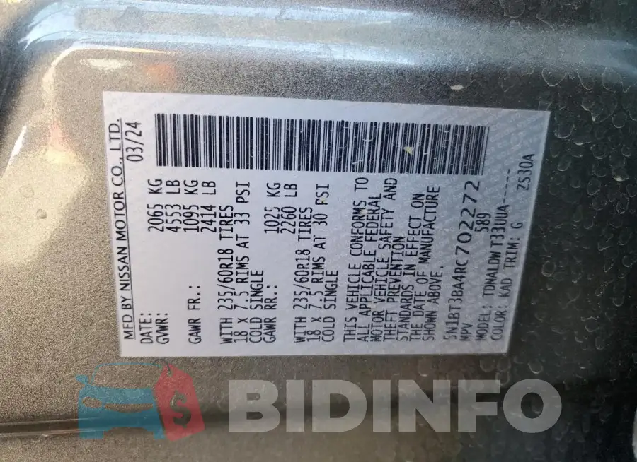 5N1BT3BA4RC702272 Photo# 14
