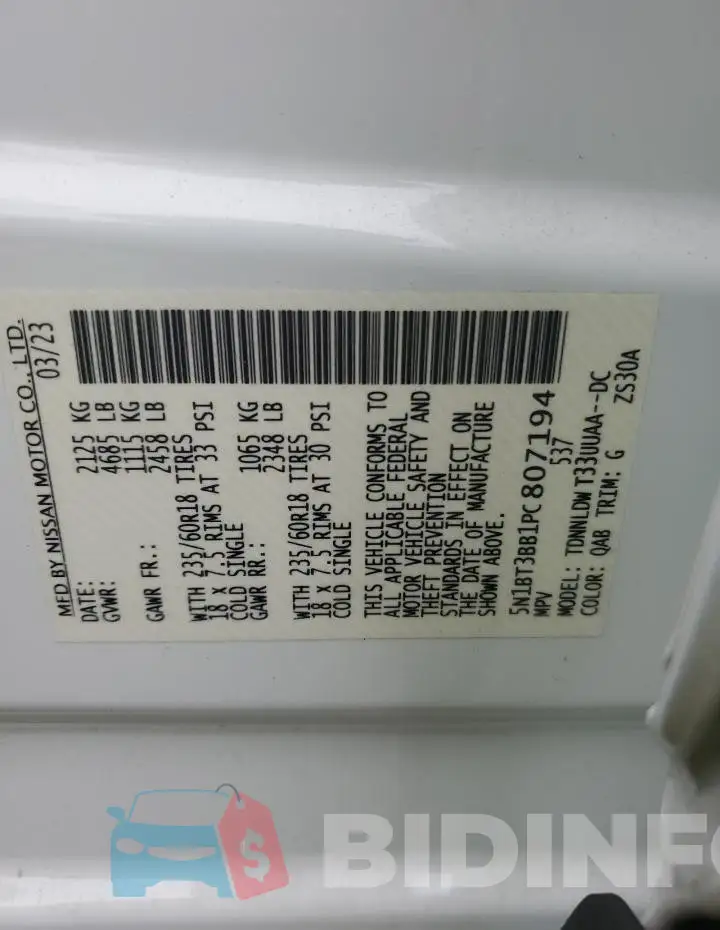 5N1BT3BB1PC807194 Photo# 13