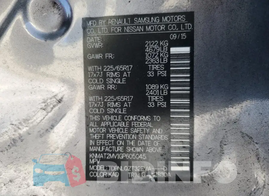 KNMAT2MV1GP605045 Photo# 13