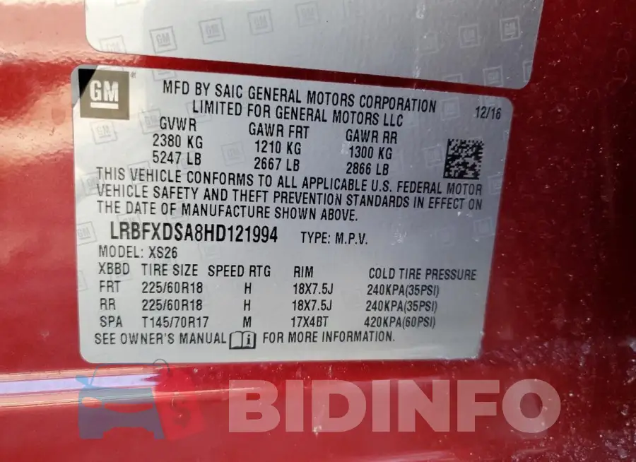 LRBFXDSA8HD121994 Photo# 14