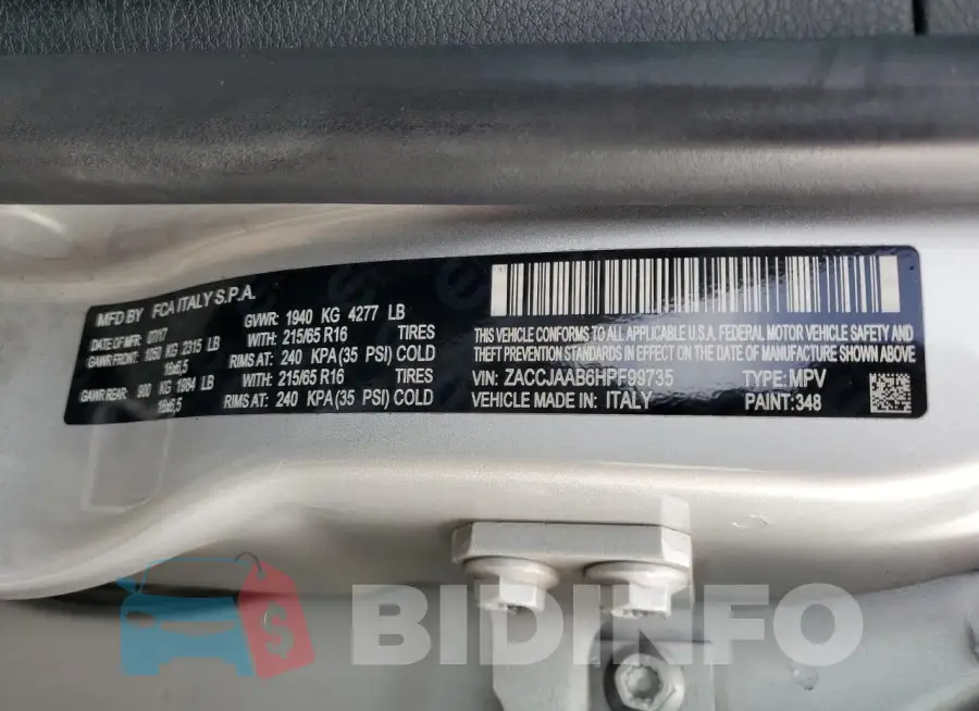 ZACCJAAB6HPF99735 Photo# 13