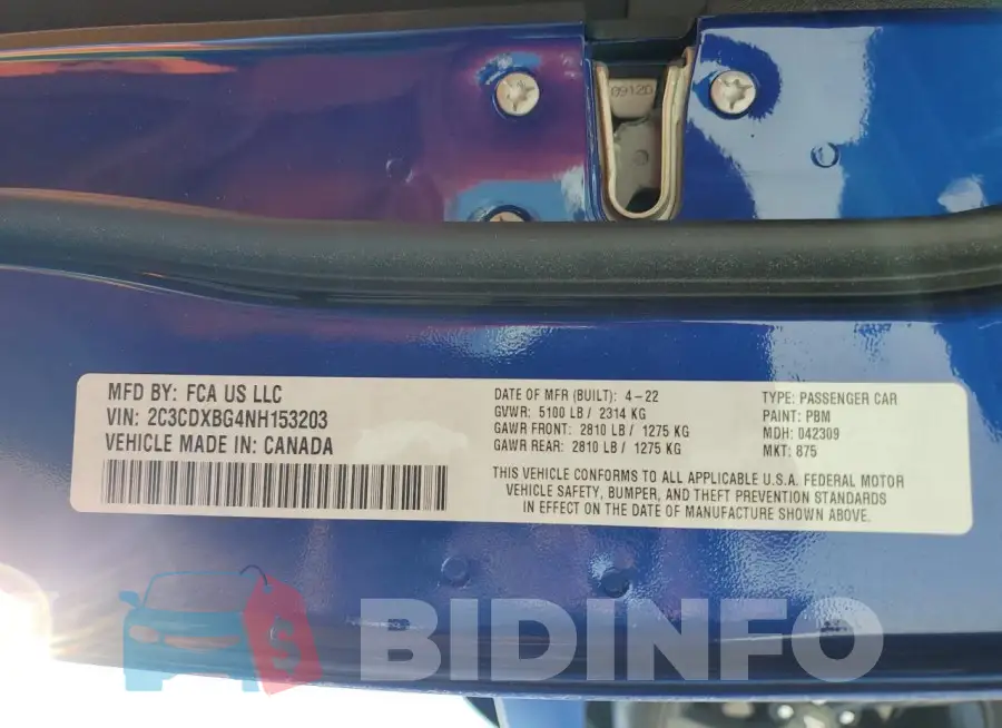 2C3CDXBG4NH153203 Photo# 13