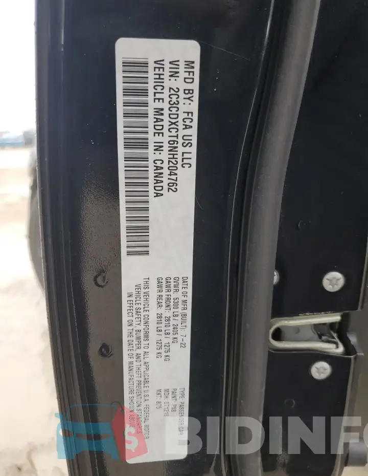 2C3CDXCT6NH204762 Photo# 13