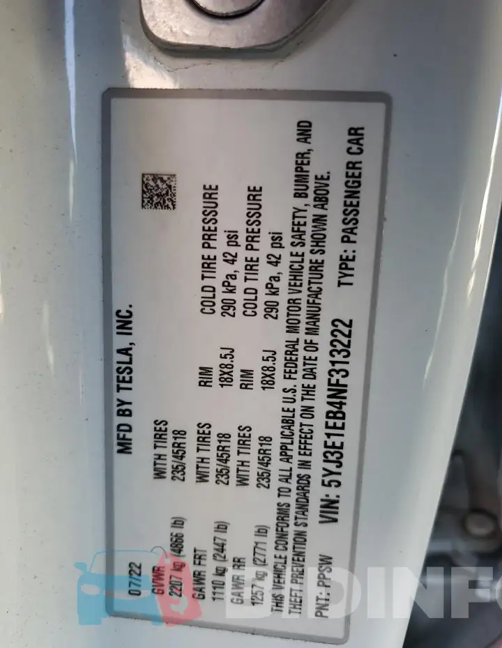 5YJ3E1EB4NF313222 Photo# 12