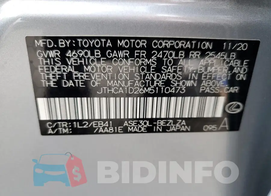 JTHCA1D26M5110473 Photo# 12