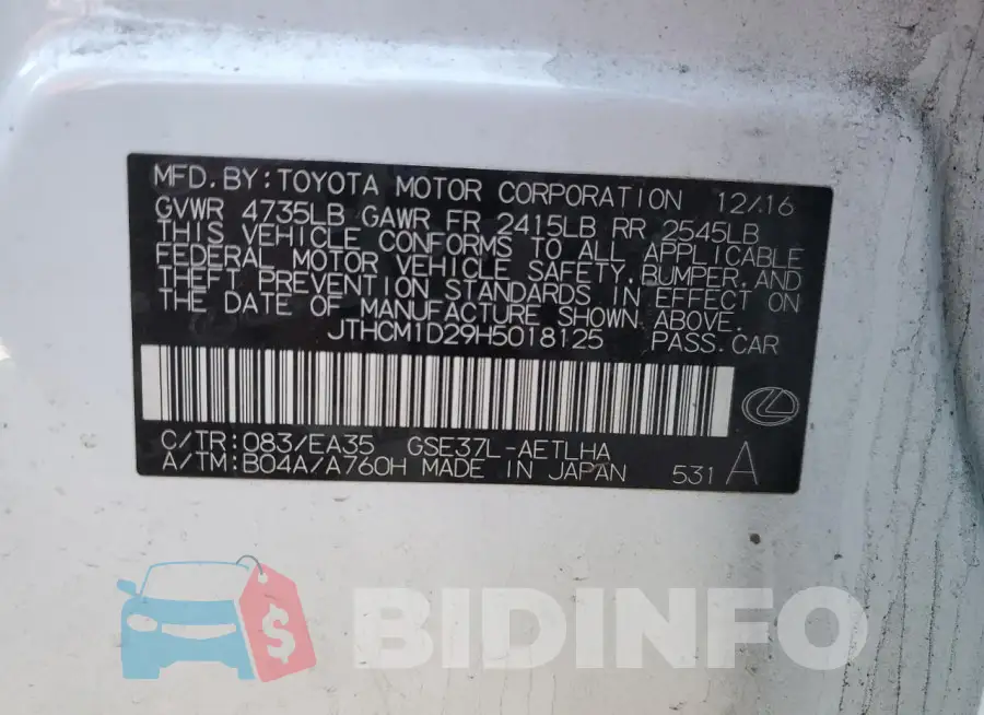 JTHCM1D29H5018125 Photo# 12
