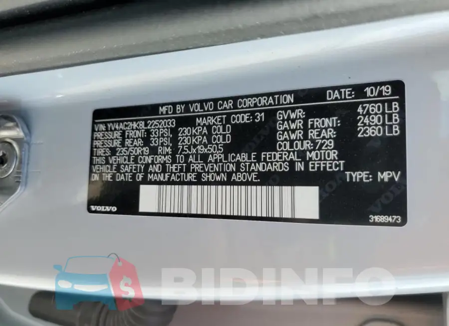 YV4AC2HK8L2252033 Photo# 14
