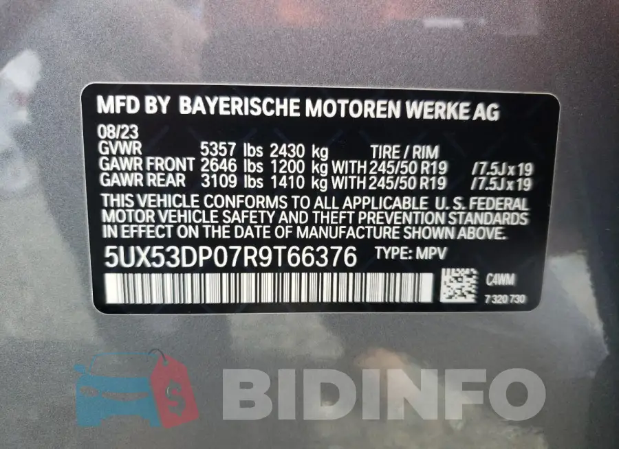 5UX53DP07R9T66376 Photo# 13