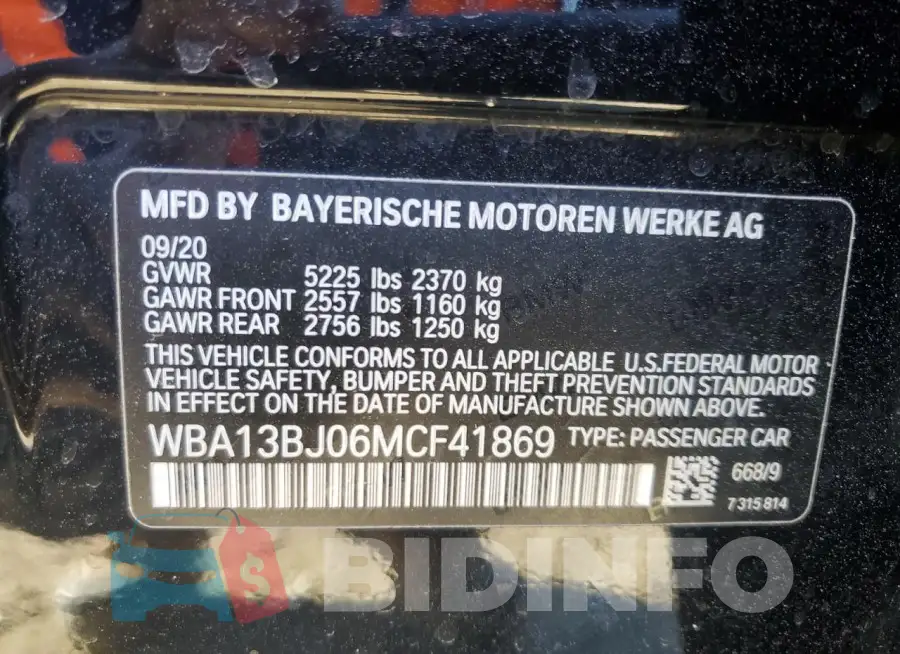WBA13BJ06MCF41869 Photo# 12