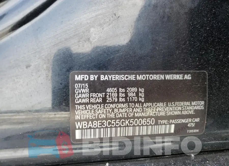 WBA8E3C55GK500650 Photo# 12