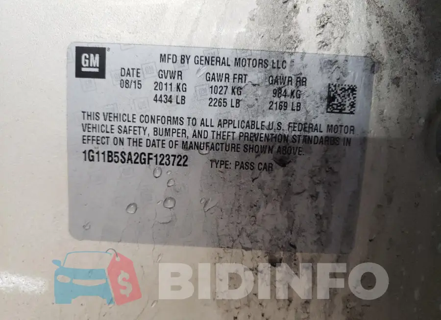 1G11B5SA2GF123722 Photo# 13