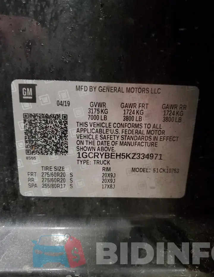 1GCRYBEH5KZ334971 Photo# 12