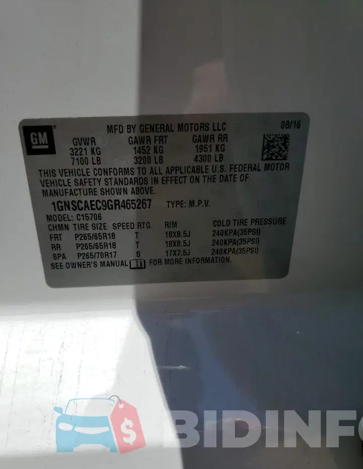 1GNSCAEC9GR465267 Photo# 13