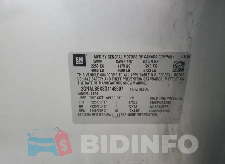 2GNALBEK8G1148307 Photo# 13