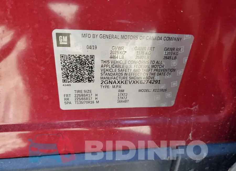 2GNAXKEVXK6274291 Photo# 13