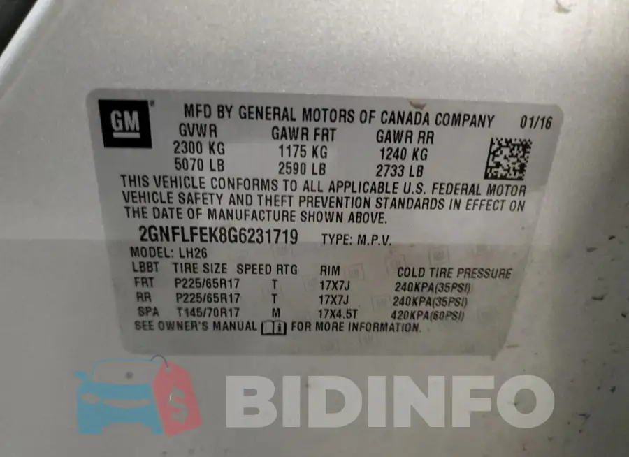 2GNFLFEK8G6231719 Photo# 13