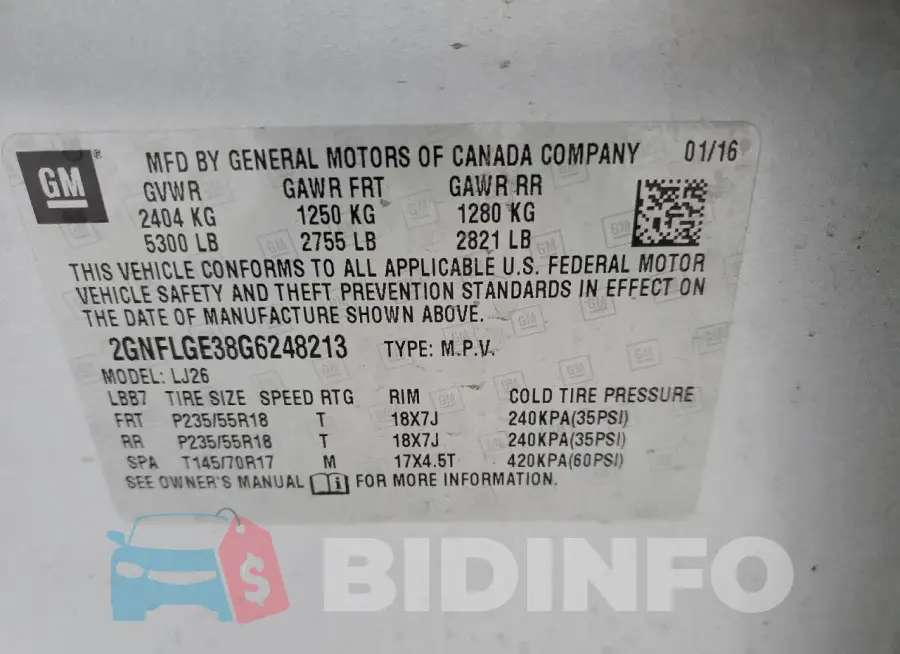 2GNFLGE38G6248213 Photo# 13