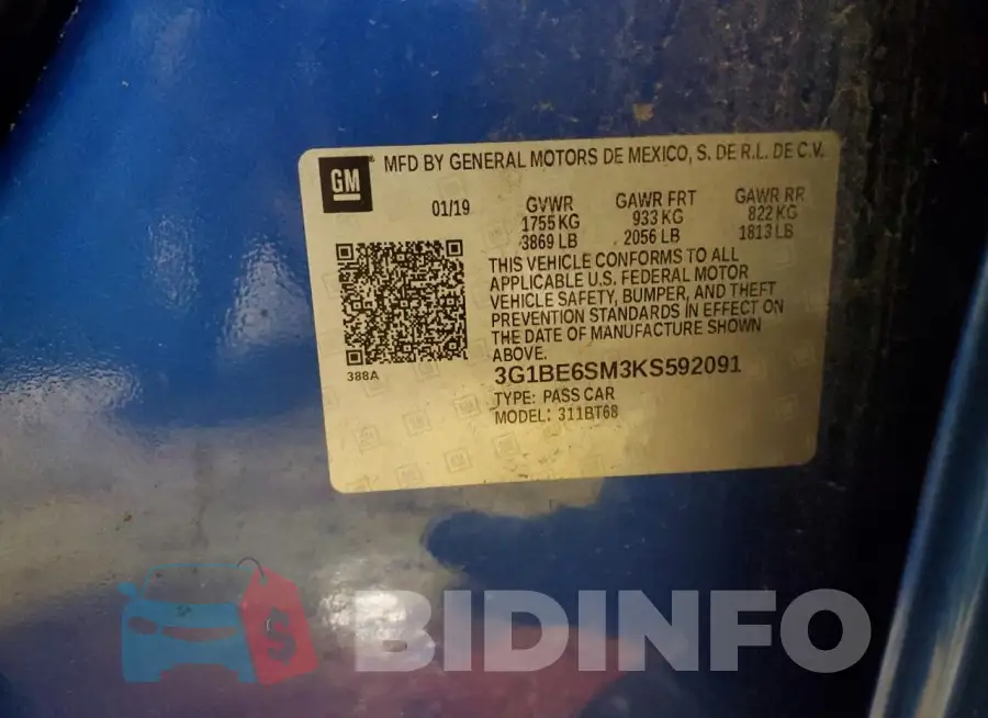 3G1BE6SM3KS592091 Photo# 12