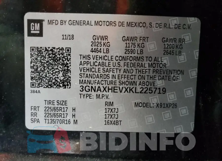 3GNAXHEVXKL225719 Photo# 13