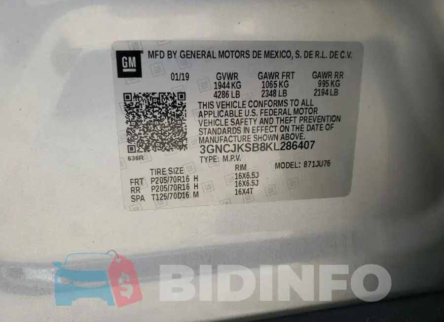 3GNCJKSB8KL286407 Photo# 13