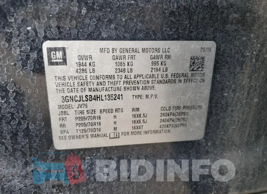 3GNCJLSB4HL135241 Photo# 13