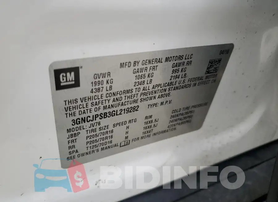 3GNCJPSB3GL219282 Photo# 12