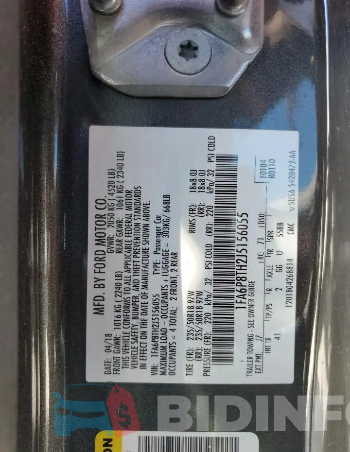 1FA6P8TH2J5156055 Photo# 12