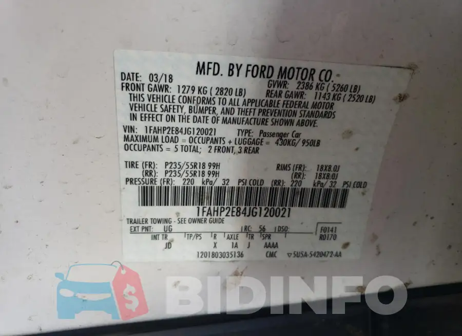 1FAHP2E84JG120021 Photo# 13