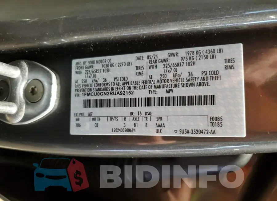 1FMCU0GN2RUA92152 Photo# 13