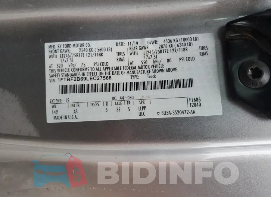 1FTBF2B69LEC27568 Photo# 12