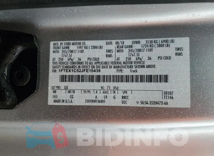 1FTEX1C52JFE10439 Photo# 12