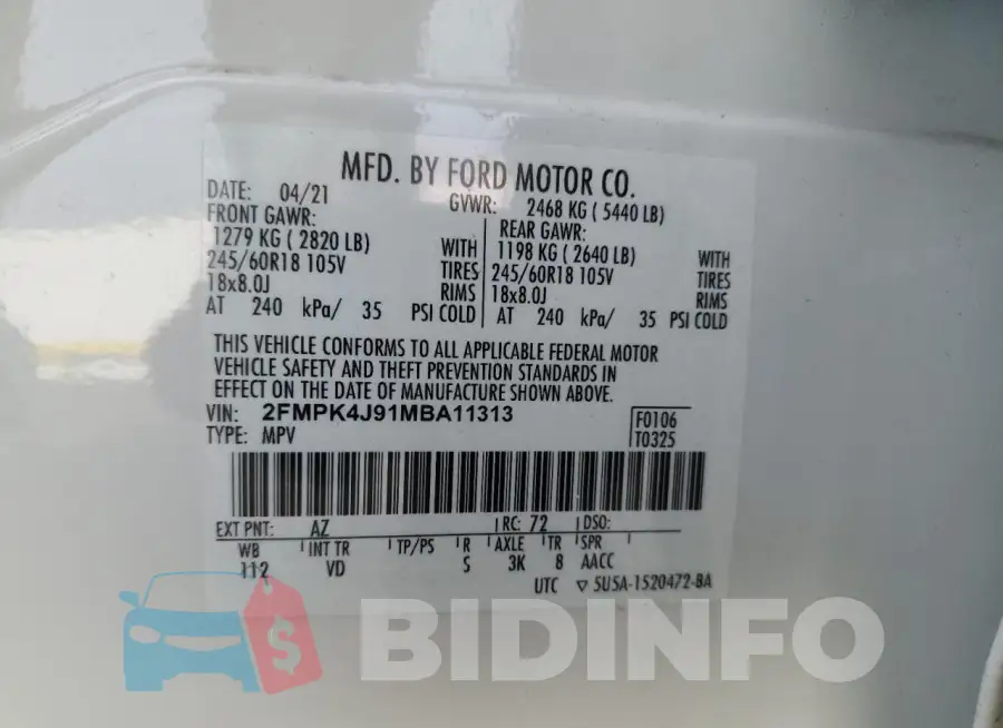 2FMPK4J91MBA11313 Photo# 14