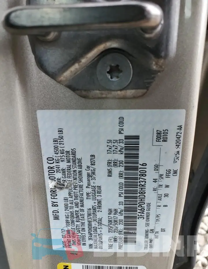 3FA6P0HD8HR378016 Photo# 12