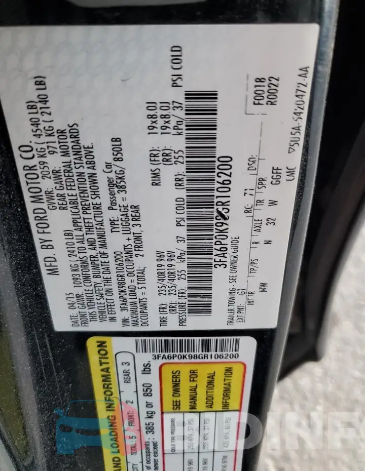3FA6P0K98GR106200 Photo# 12