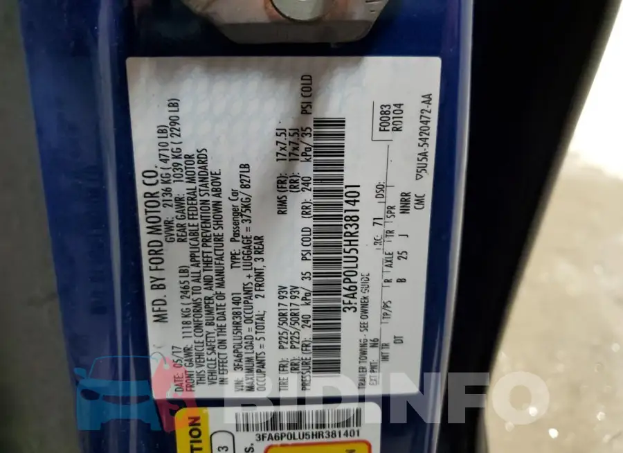 3FA6P0LU5HR381401 Photo# 12