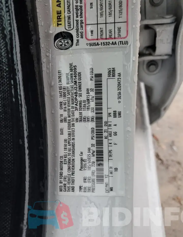 3FADP4BJ2JM140095 Photo# 12
