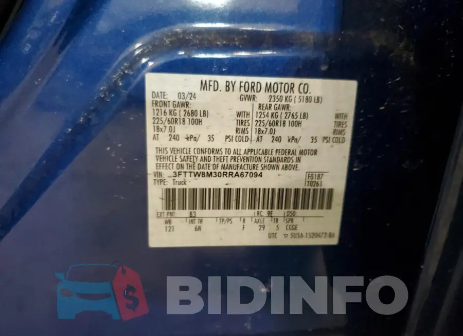 3FTTW8M30RRA67094 Photo# 12