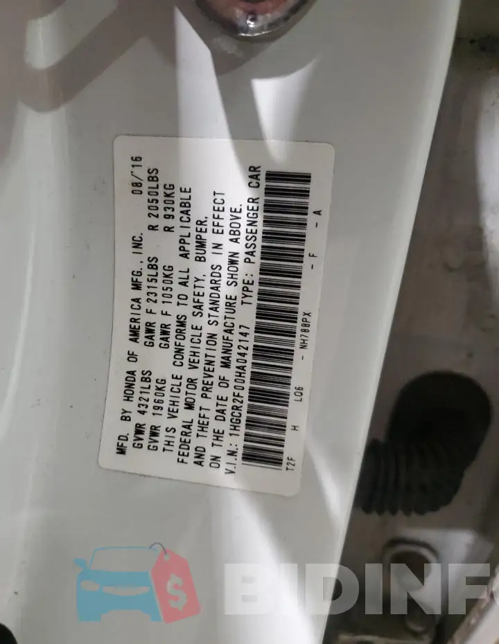 1HGCR2F00HA042147 Photo# 12