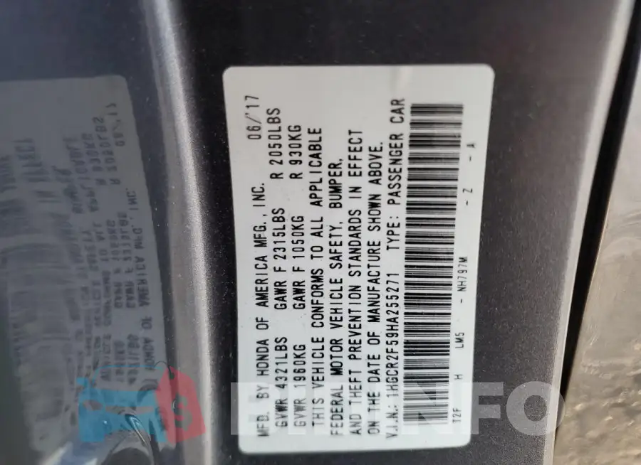 1HGCR2F59HA255271 Photo# 12