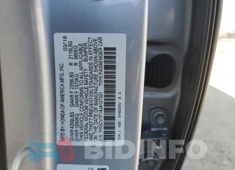 1HGCV1F14JA127321 Photo# 12