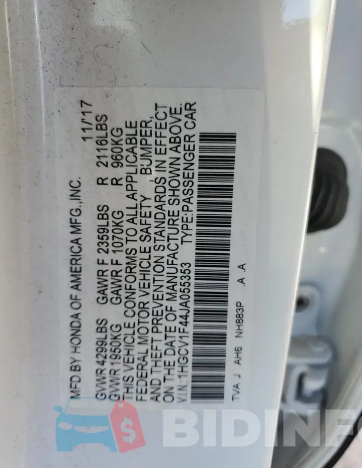 1HGCV1F44JA055353 Photo# 13