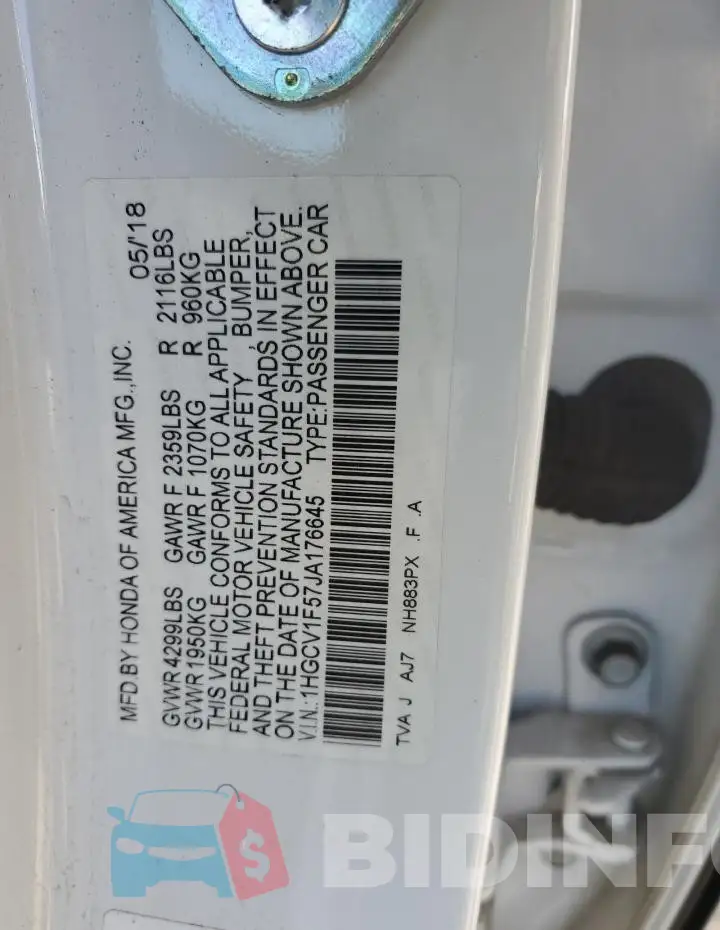 1HGCV1F57JA176645 Photo# 12