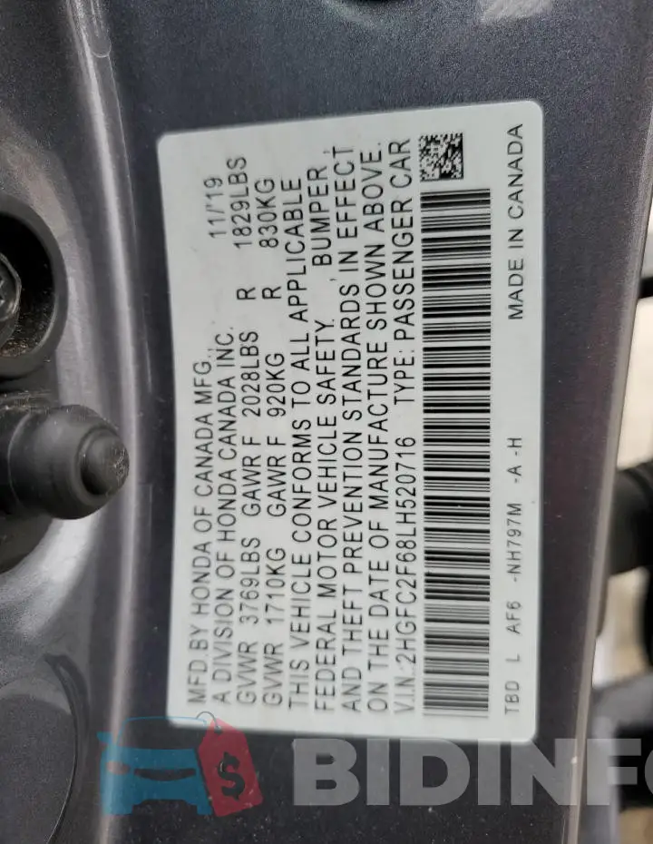 2HGFC2F68LH520716 Photo# 13