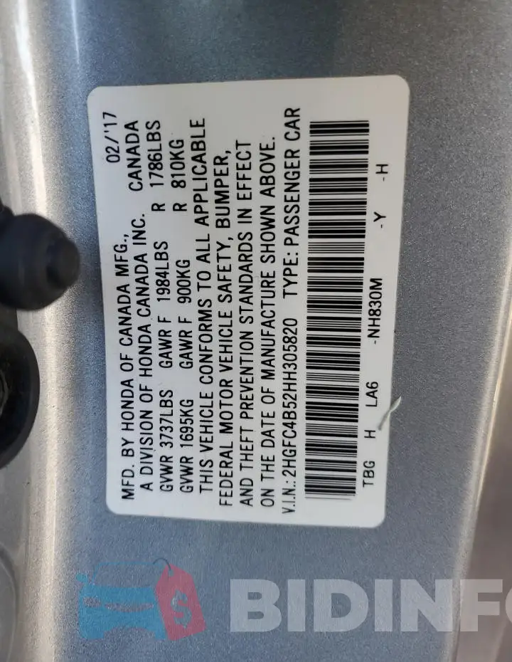 2HGFC4B52HH305820 Photo# 12