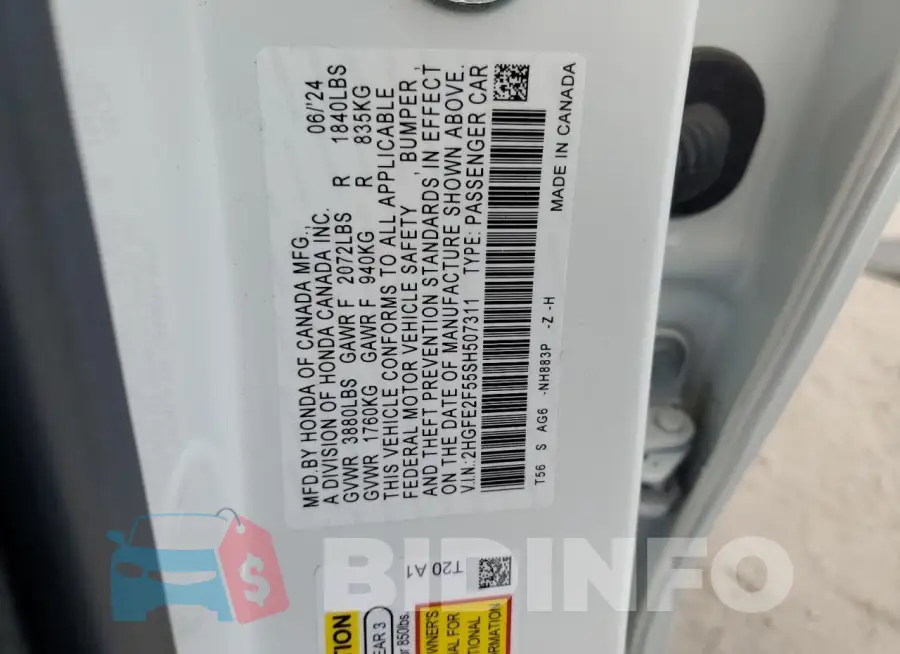 2HGFE2F55SH507311 Photo# 12