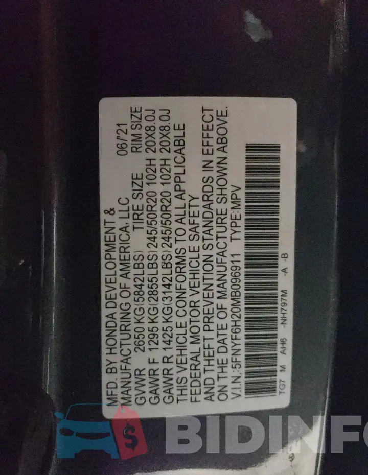5FNYF6H20MB096911 Photo# 13